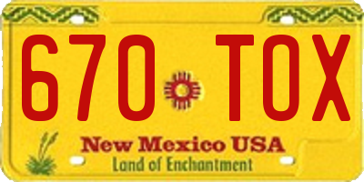 NM license plate 670TOX