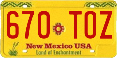 NM license plate 670TOZ