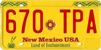 NM license plate 670TPA