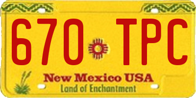 NM license plate 670TPC