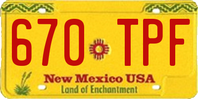 NM license plate 670TPF