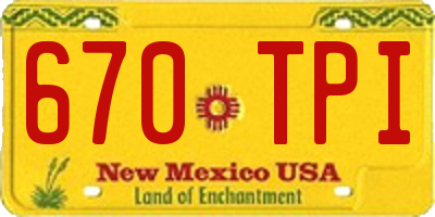 NM license plate 670TPI