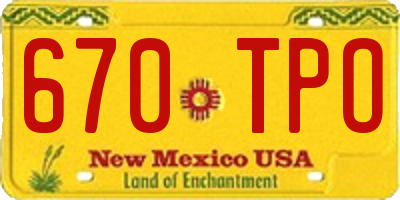 NM license plate 670TPO