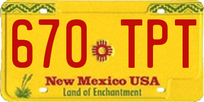 NM license plate 670TPT