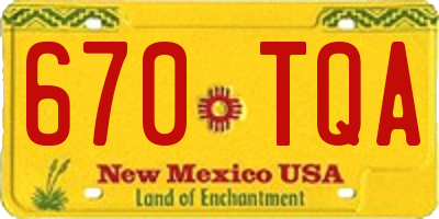 NM license plate 670TQA