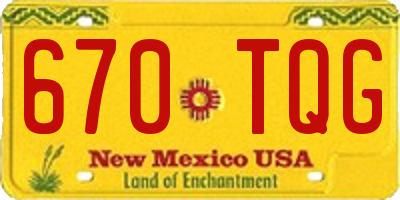 NM license plate 670TQG