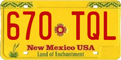 NM license plate 670TQL