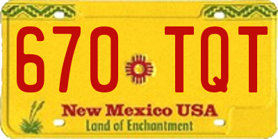 NM license plate 670TQT