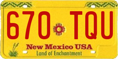 NM license plate 670TQU