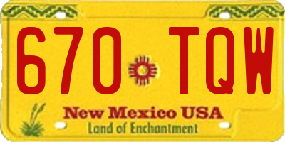 NM license plate 670TQW
