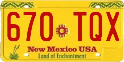 NM license plate 670TQX