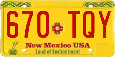 NM license plate 670TQY