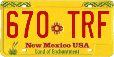 NM license plate 670TRF