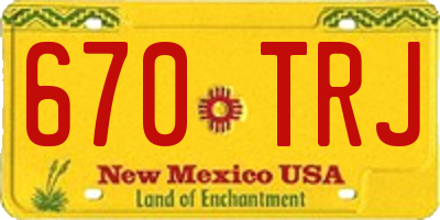 NM license plate 670TRJ