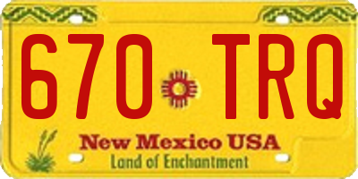 NM license plate 670TRQ