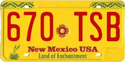 NM license plate 670TSB