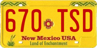 NM license plate 670TSD