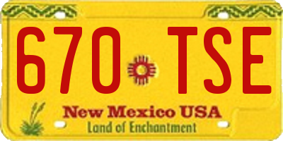 NM license plate 670TSE