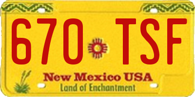 NM license plate 670TSF