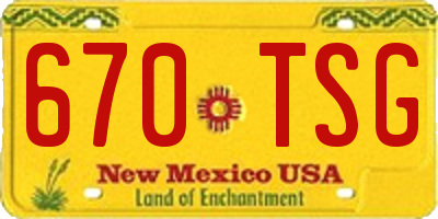 NM license plate 670TSG