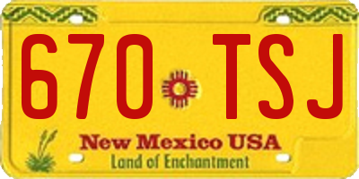 NM license plate 670TSJ