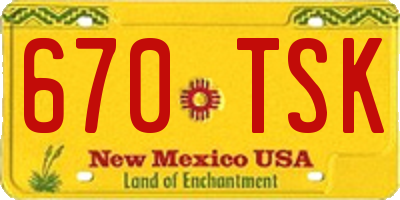 NM license plate 670TSK