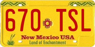 NM license plate 670TSL