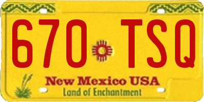 NM license plate 670TSQ