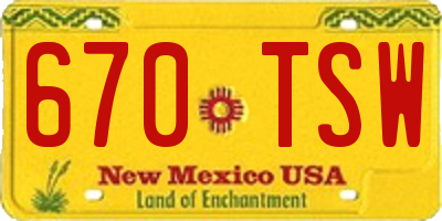 NM license plate 670TSW