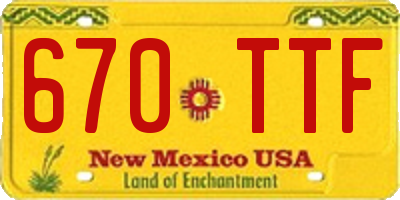 NM license plate 670TTF