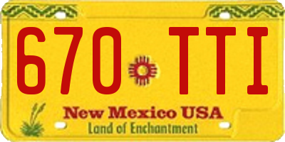 NM license plate 670TTI