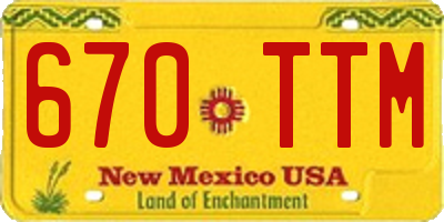 NM license plate 670TTM