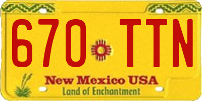 NM license plate 670TTN