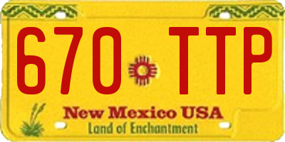 NM license plate 670TTP