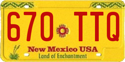 NM license plate 670TTQ