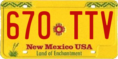 NM license plate 670TTV