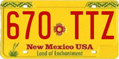 NM license plate 670TTZ