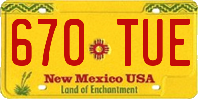 NM license plate 670TUE