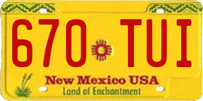 NM license plate 670TUI