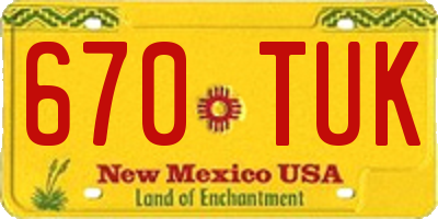 NM license plate 670TUK