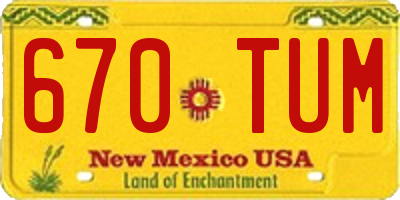 NM license plate 670TUM