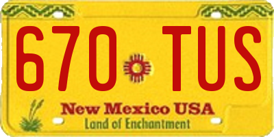 NM license plate 670TUS