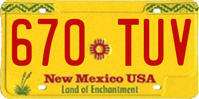 NM license plate 670TUV