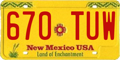 NM license plate 670TUW