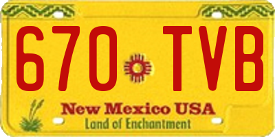 NM license plate 670TVB