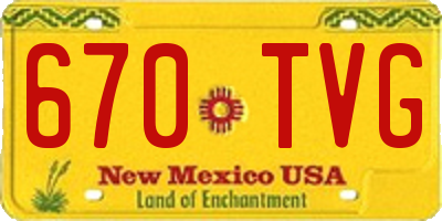 NM license plate 670TVG