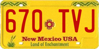 NM license plate 670TVJ