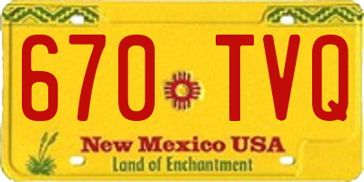 NM license plate 670TVQ