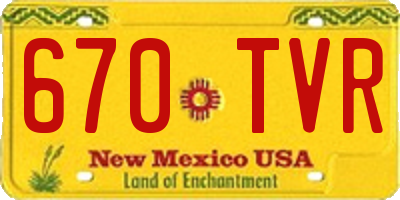 NM license plate 670TVR