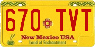 NM license plate 670TVT